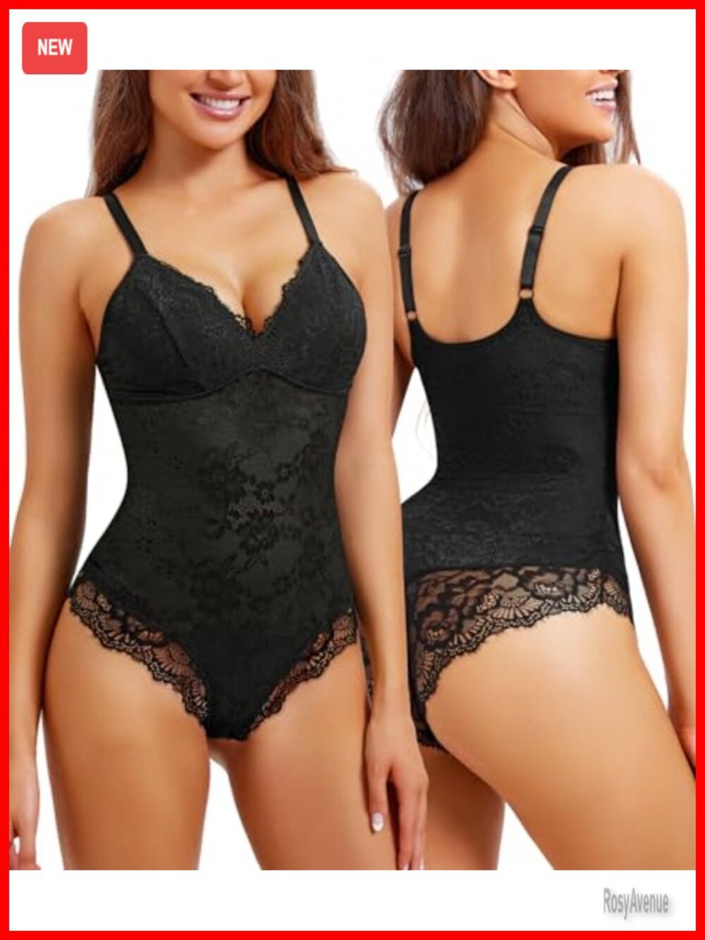 Lace Shapewear Bodysuit Tummy Control V Neck Slimming Camisole